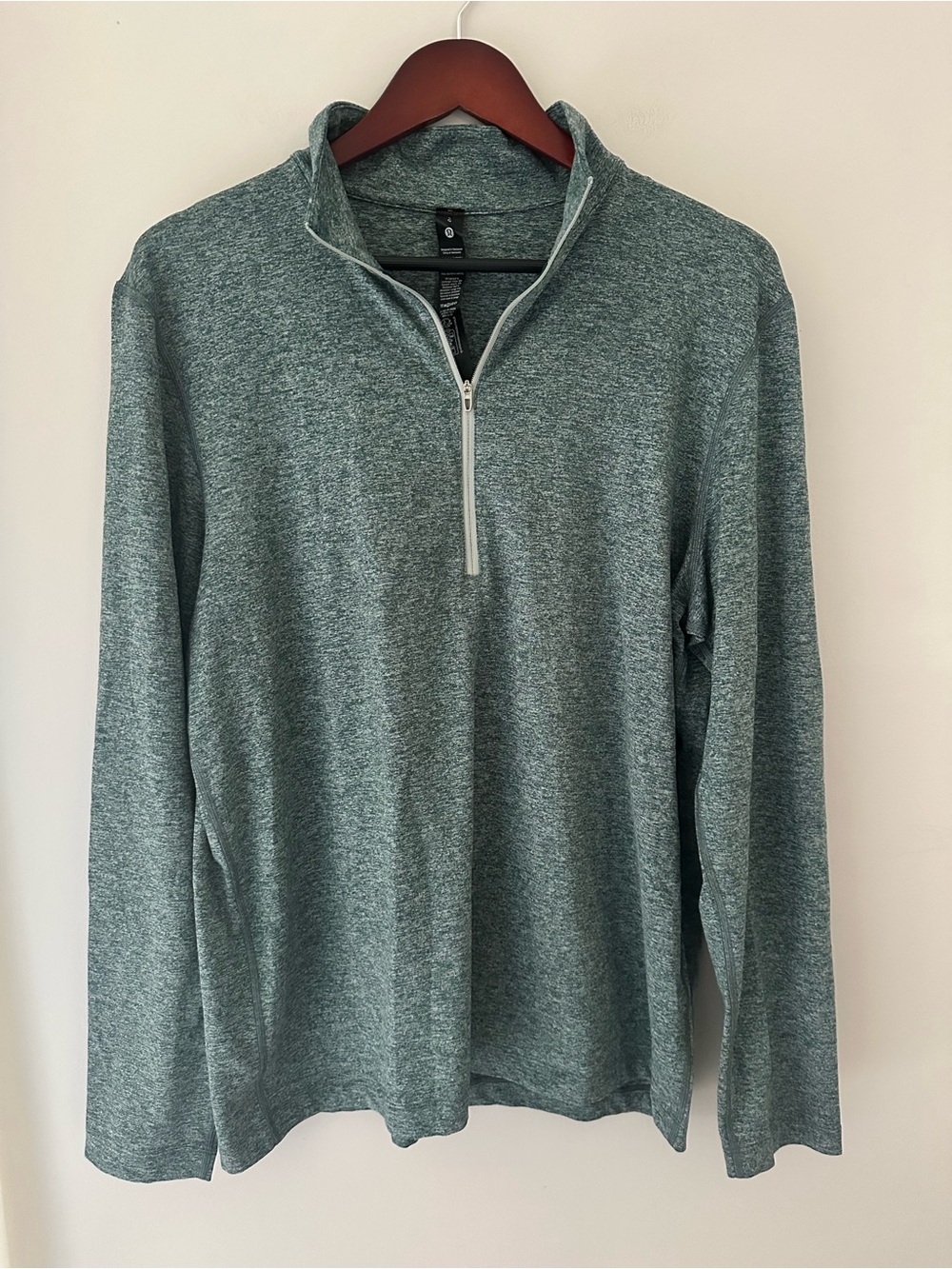 Lululemon Heathered Green 1/4-Zip Long Sleeve Performance Pullover